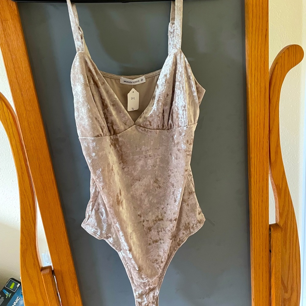 Velvet plunge bodysuit